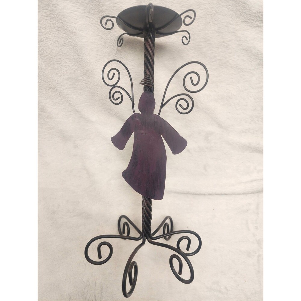 Metal Angel Candle Holder Dark Espresso Brown 11 Inch Tall